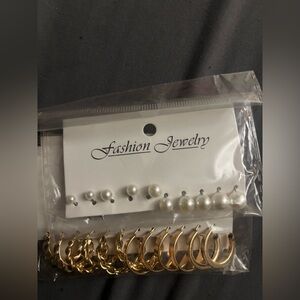 Elegant Pearl and Gold Hoop Earring Set